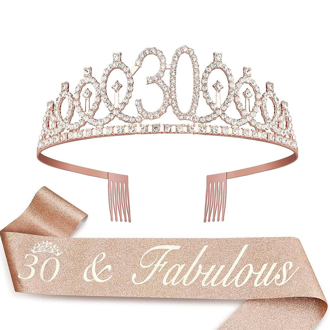 Damer Krystallprinsessekrone med 30 & Fabulous tekst Skanto