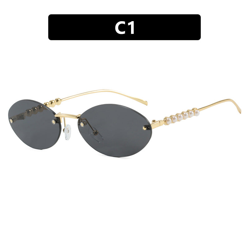 Women's stylish oval sunglasses with elegant decorations Skanto