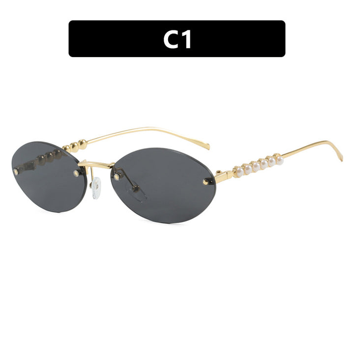 Women's stylish oval sunglasses with elegant decorations Skanto