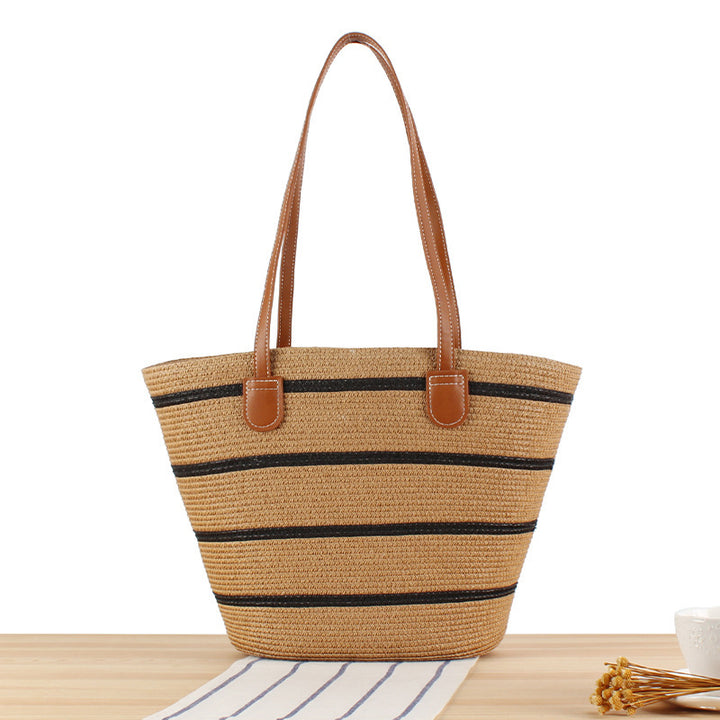 Elegant Straw Bag with Attractive Leather Handles Skanto