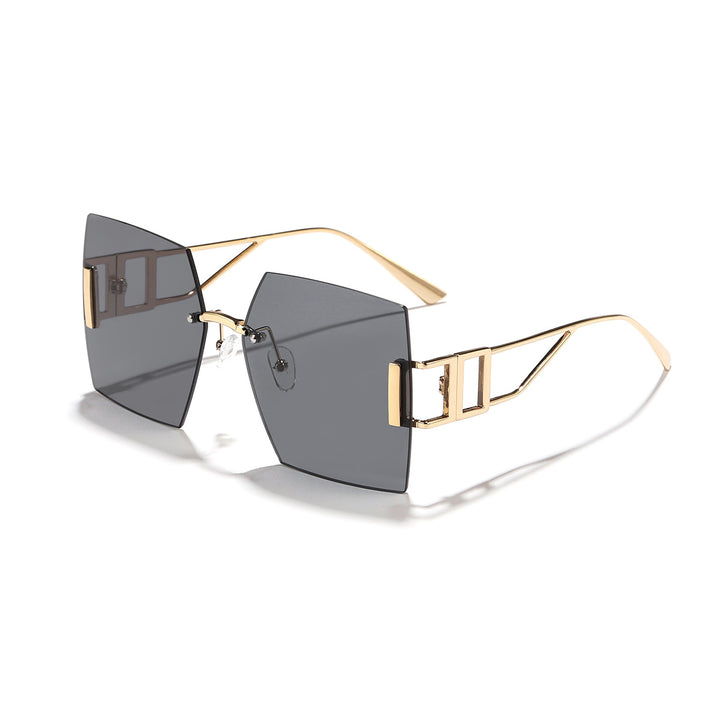 Dame kvadratisk solbrille med luksuriøs metallramme Skanto