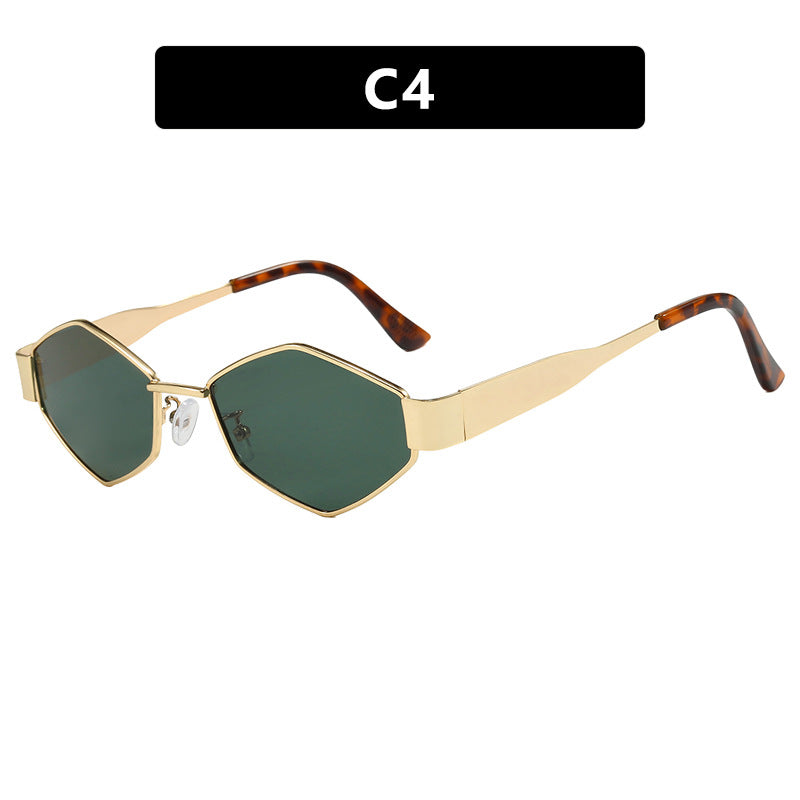 Women's geometric sunglasses with slim metal frame and polarized lenses Skanto