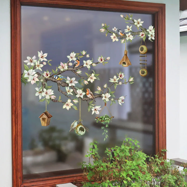Skanto | 💐 Fargerik Blomsterbukett Vindu Klistremerke 🖼️ (Fjernbar uten å etterlate merker)
