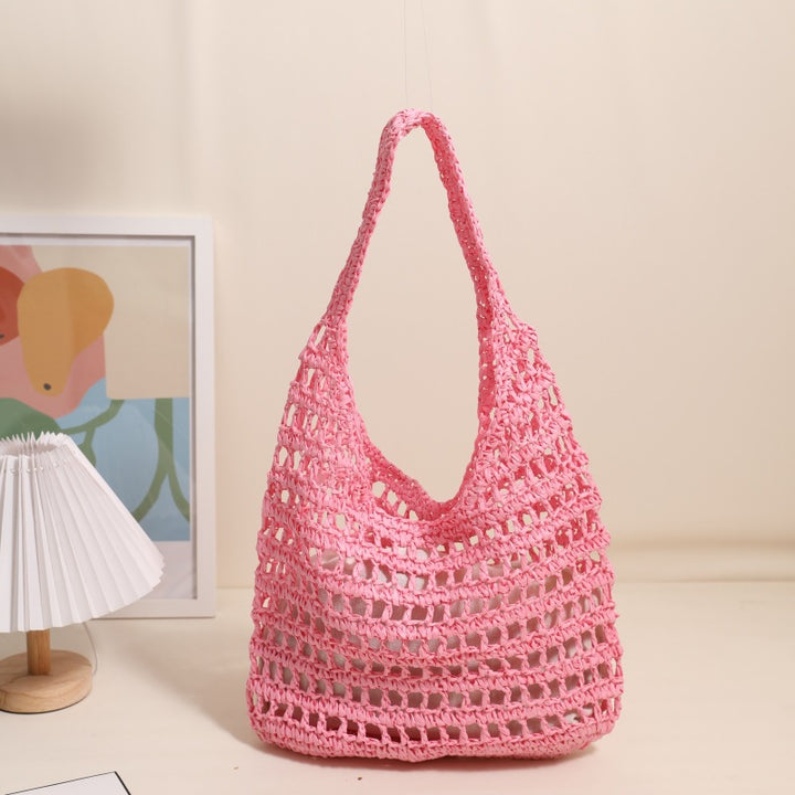 Trendy net tote bag with ruched design Skanto