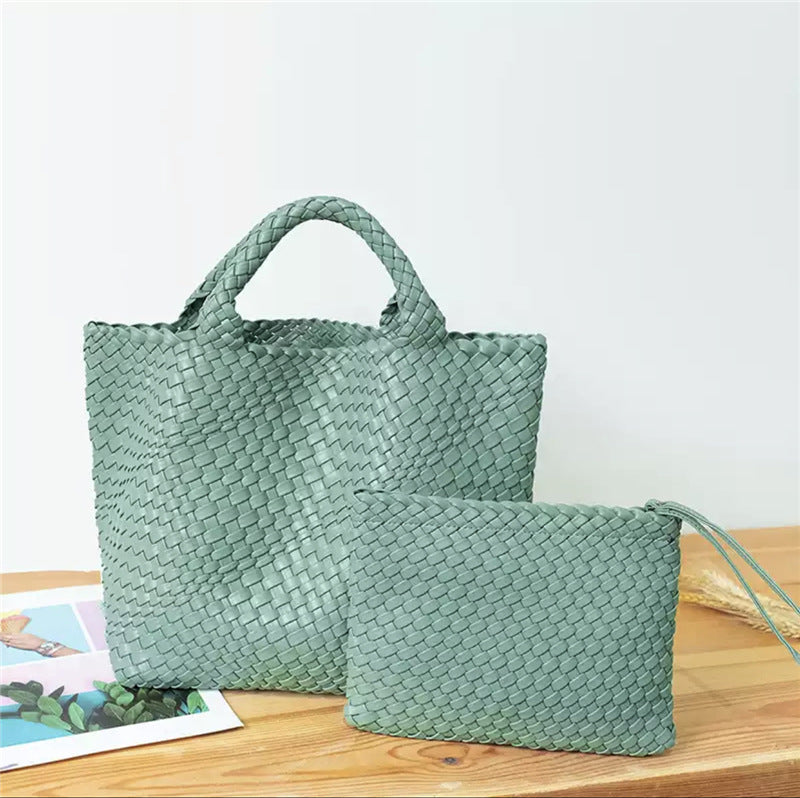 Elegant Flettet Håndveske med Avtagbar Clutch Skanto