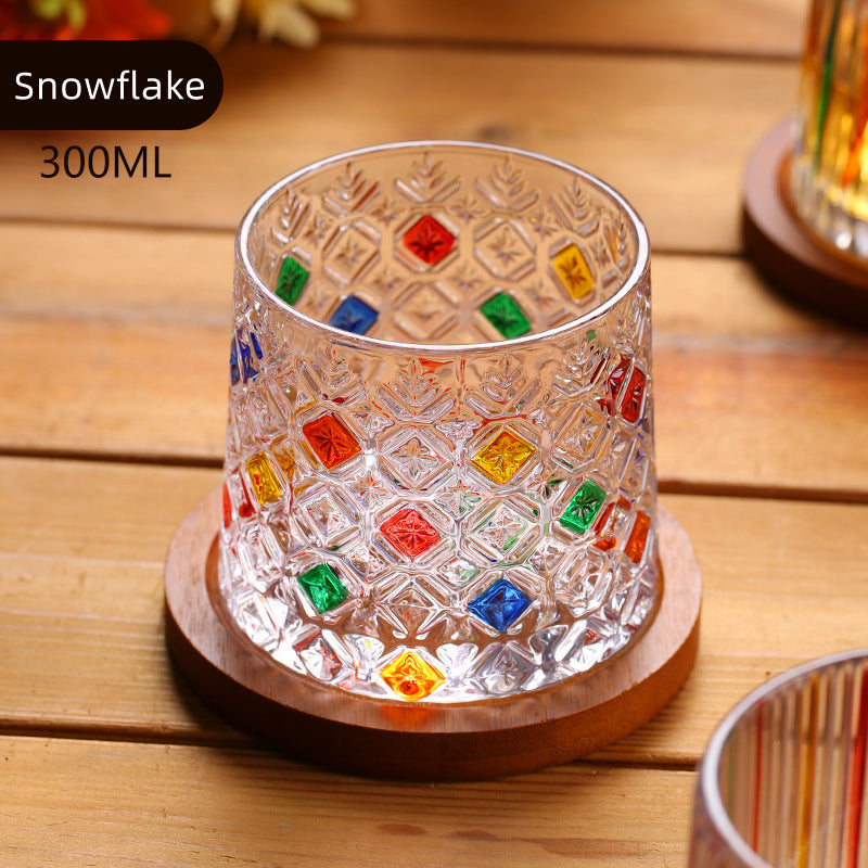 Roterende Multi Farge Flettet Whisky Glass Med Gaveeske | Skanto
