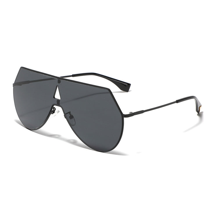 Dame futuristisk oversized solbriller med beskyttende metallramme Skanto