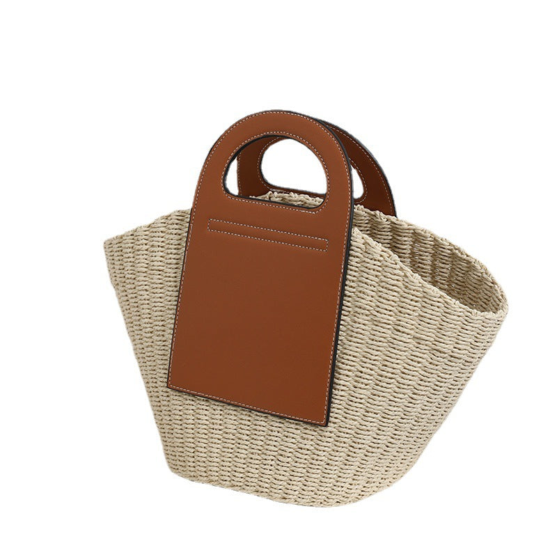 Modern basket bag with elegant leather details Skanto