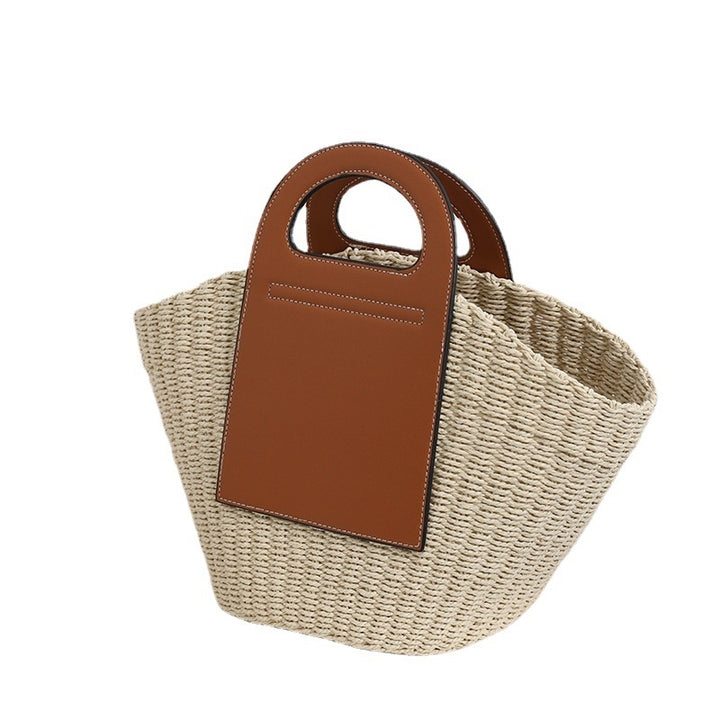 Modern basket bag with elegant leather details Skanto