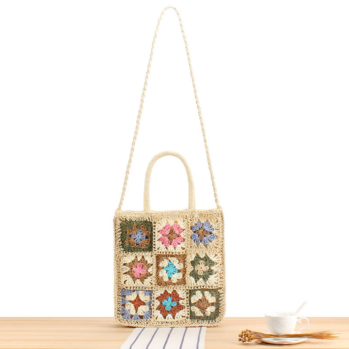 Håndlaget skulderveske i blomster patchwork-design Skanto