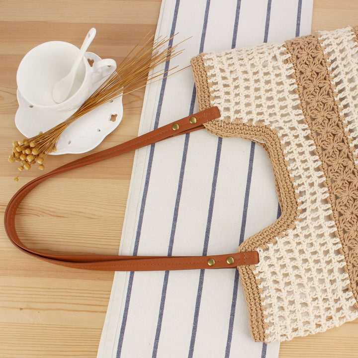 Braided macrame handbag with sturdy leather straps Skanto