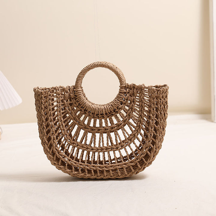 Handmade basket bag with stylish ring handle Skanto