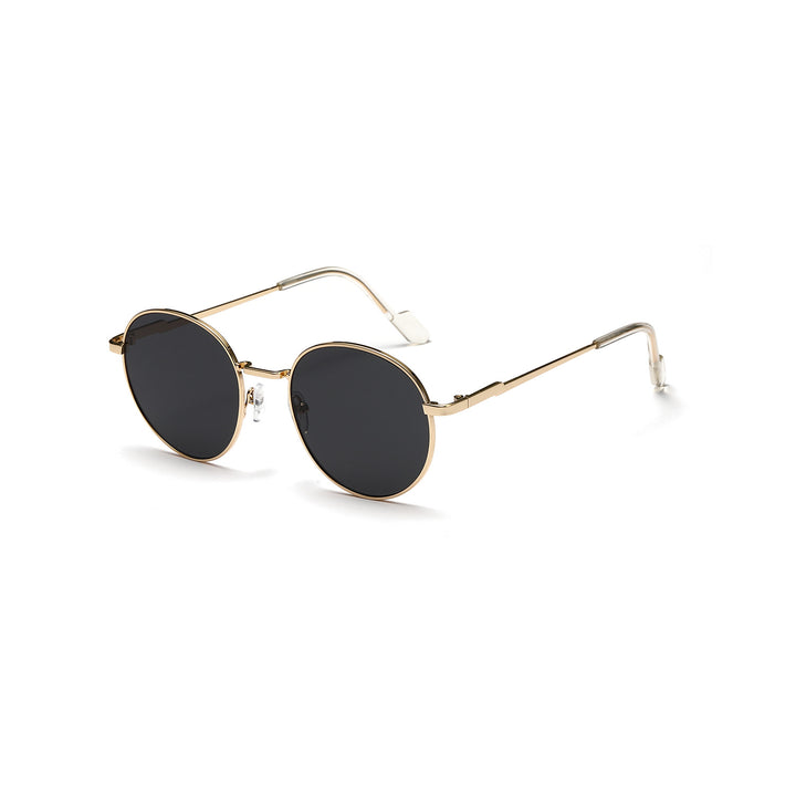 Dame rund solbrille med luksuriøs metallramme og UV-beskyttelse Skanto
