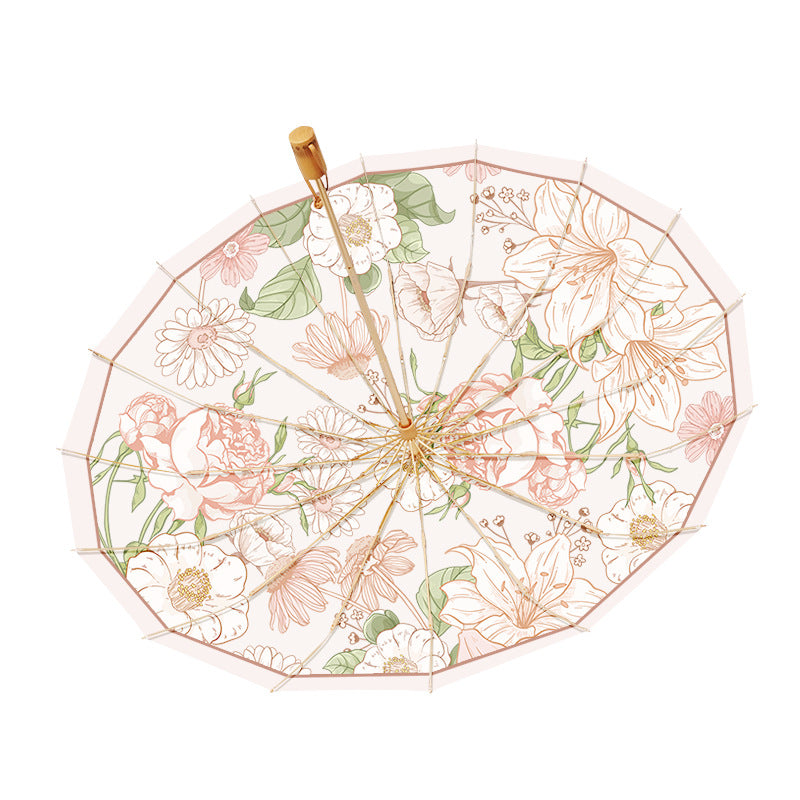 Dame elegant designer-paraply med blomsterdesign Skanto