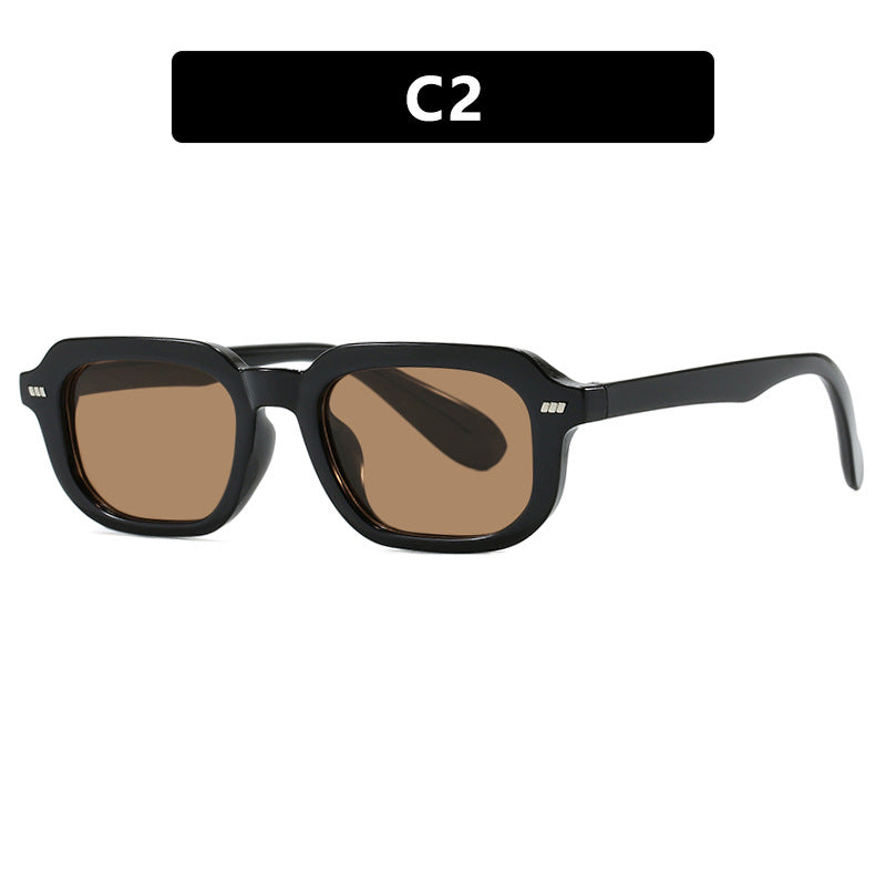 Women's square sunglasses with high-gloss transparent frame and polarized lenses Skanto