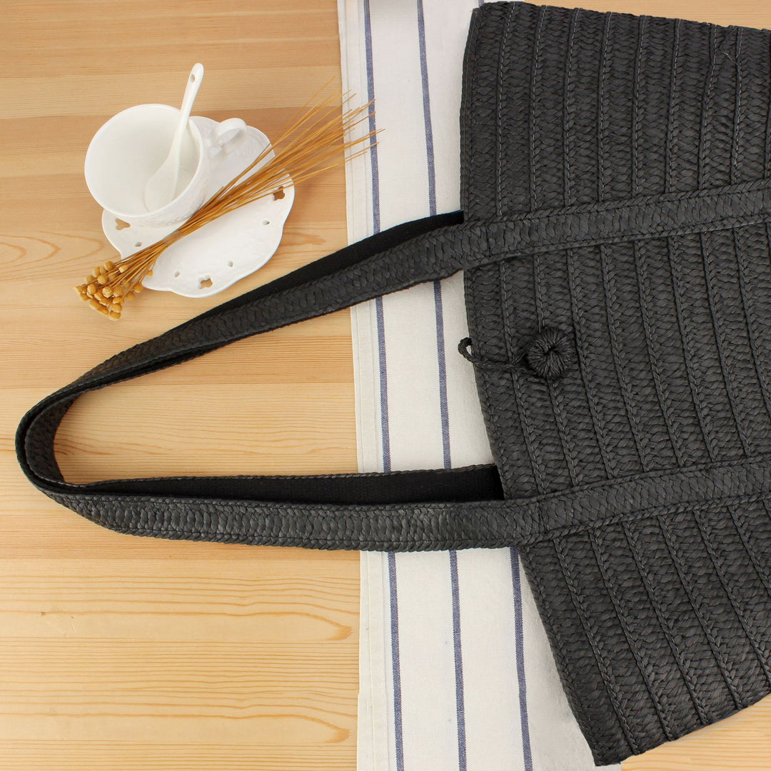 Stylish Woven Natural Material Tote Bag Skanto