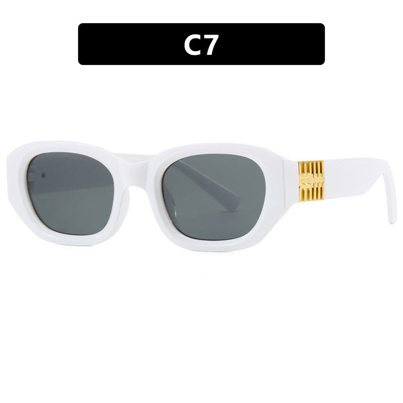 Women's fashionable sunglasses with unique geometric design and elegant accents Skanto