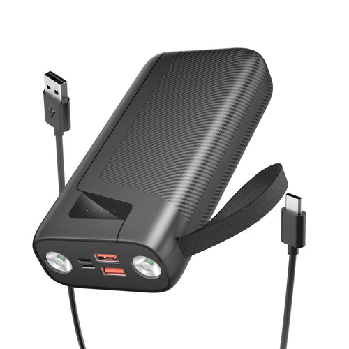 Bærbar powerbank med integrert lommelykt og hurtigladingsfunksjon Skanto