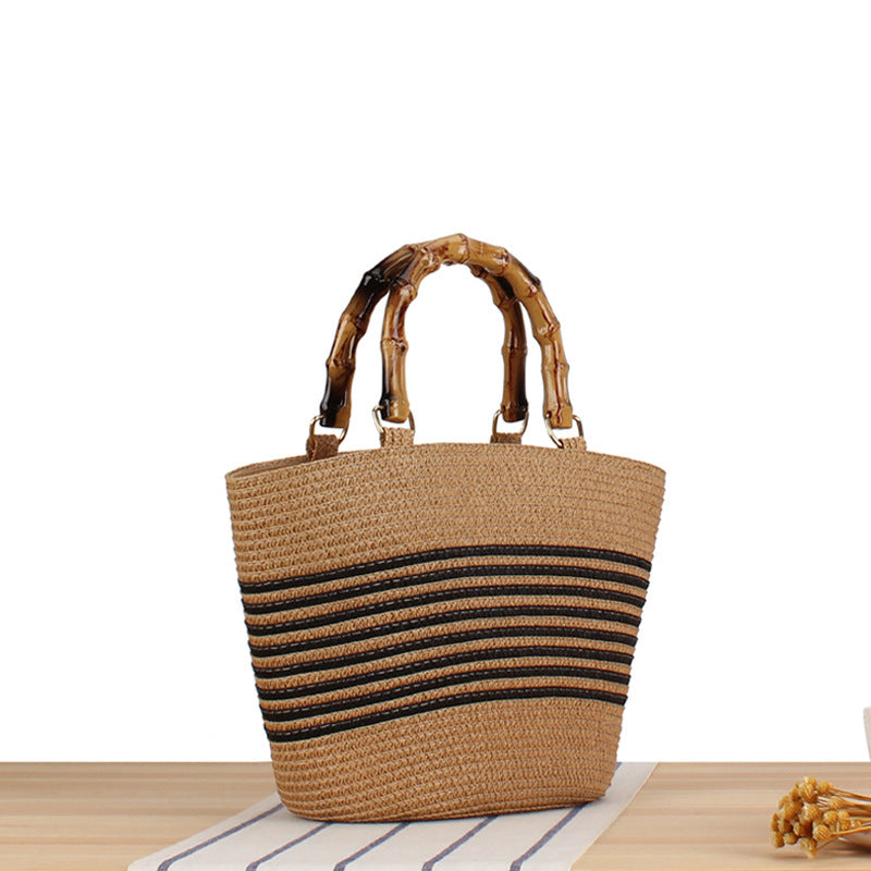 Handmade basket bag with bamboo handle Skanto