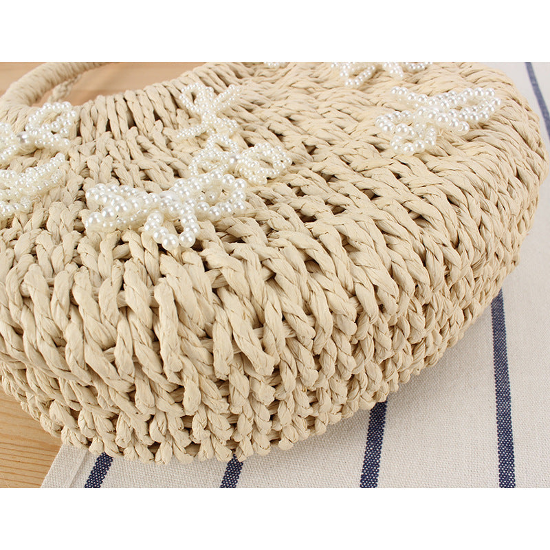 Straw Bag with Floral Design Skanto