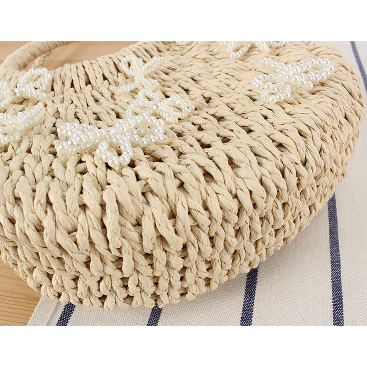 Straw Bag with Floral Design Skanto
