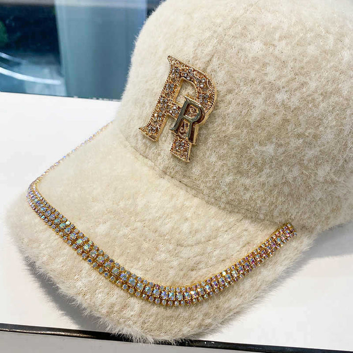 Kvinnens luksuriøse fleece dekorert baseball cap Skanto