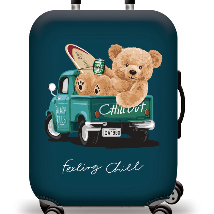 Unisex nan Kinder Trolley Koffert med søtt bamse-design, hardt skall, teleskophåndtak og fire svingbare hjul Skanto