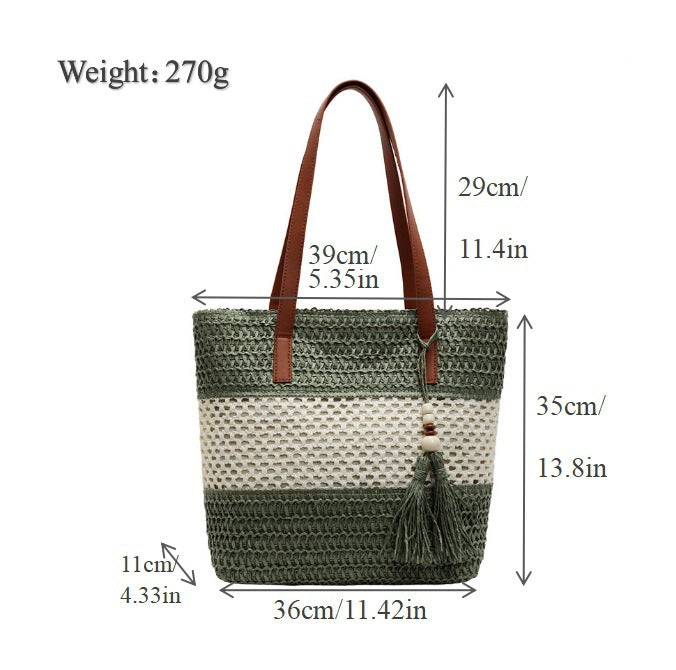 Strandveske med dekorativ duskvedheng Skanto