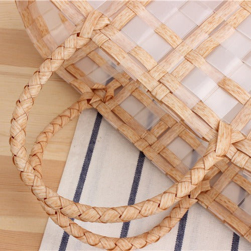 Tote bag with transparent window and braided handles Skanto