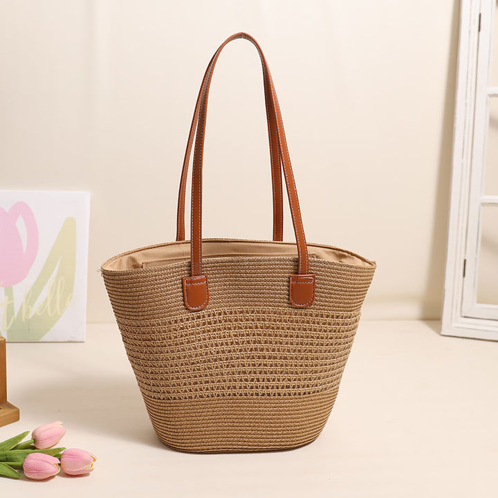 Elegant Basket Bag with Leather Accents Skanto