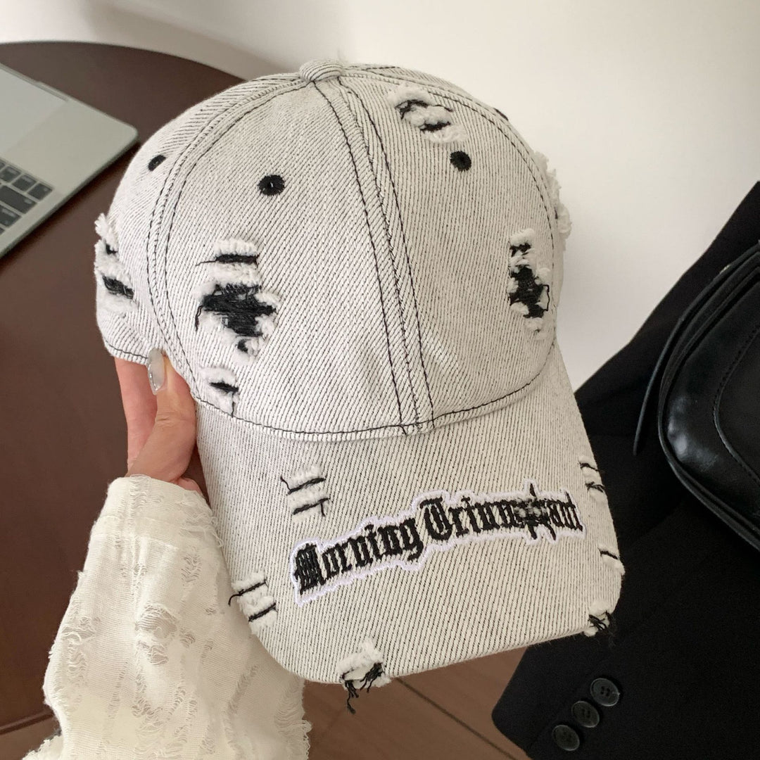 Kvinne Slitt Denim Baseball Caps Skanto