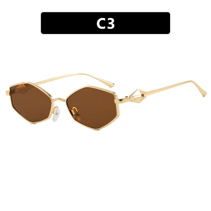 Women's geometric sunglasses with protective UV filter and high-end metal frame Skanto