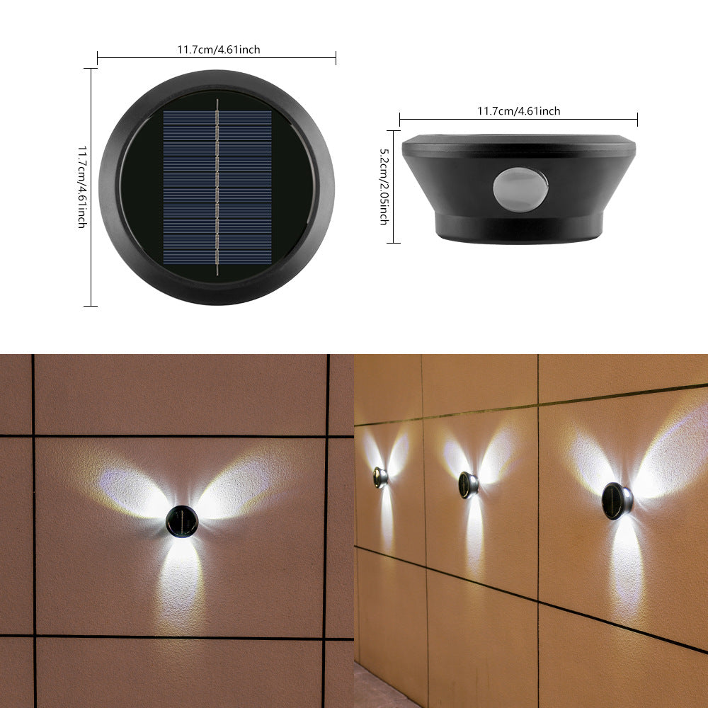 Rund Solvegglampe Med Kvadrant-Stråle LED Dekorativ Utendørs Vegglampe Og Værbestandig Hus Skanto