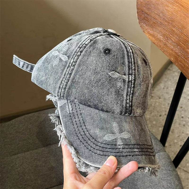 Kvinne Slitt Denim Frynse Baseball Caps Skanto