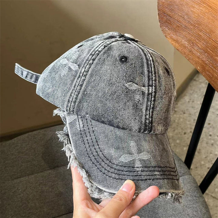 Kvinne Slitt Denim Frynse Baseball Caps Skanto