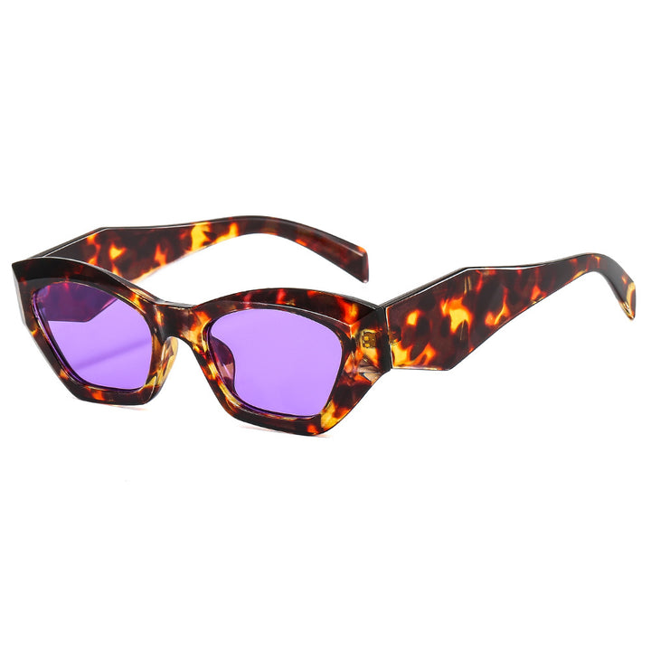 Dame geometrisk designer solbrille med glitrende ramme Skanto