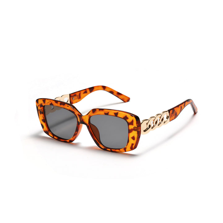 Dame elegant kvadratisk solbrille med gullutstyrt ramme Skanto