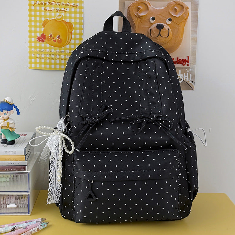K casual polka dot mønstrede skoleveske