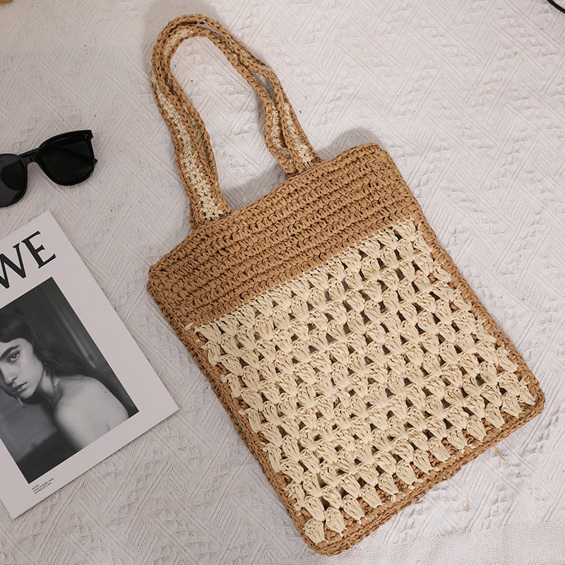 Hand-knotted tote bag in modern net design Skanto