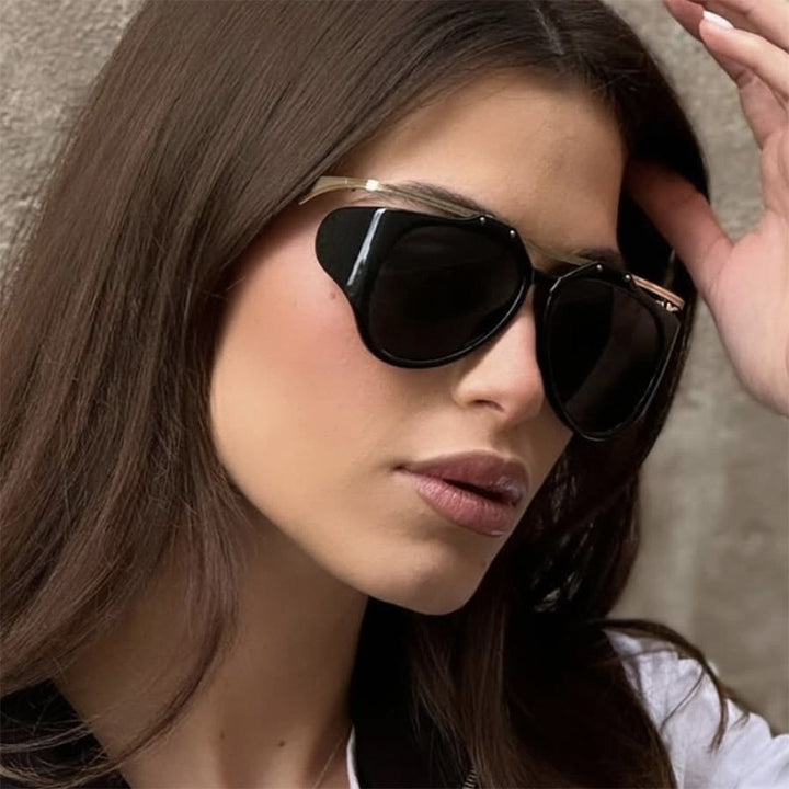 Dame Cat-Eye solbriller med unikt design og beskyttende glass Skanto
