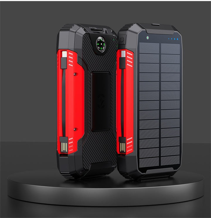 Robust solcelle powerbank med integrert kompass og LED-belysning Skanto