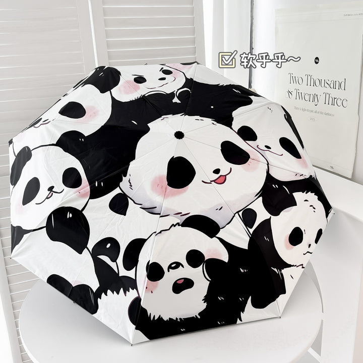 Dame Faltparaply med lekent pandadesign Skanto