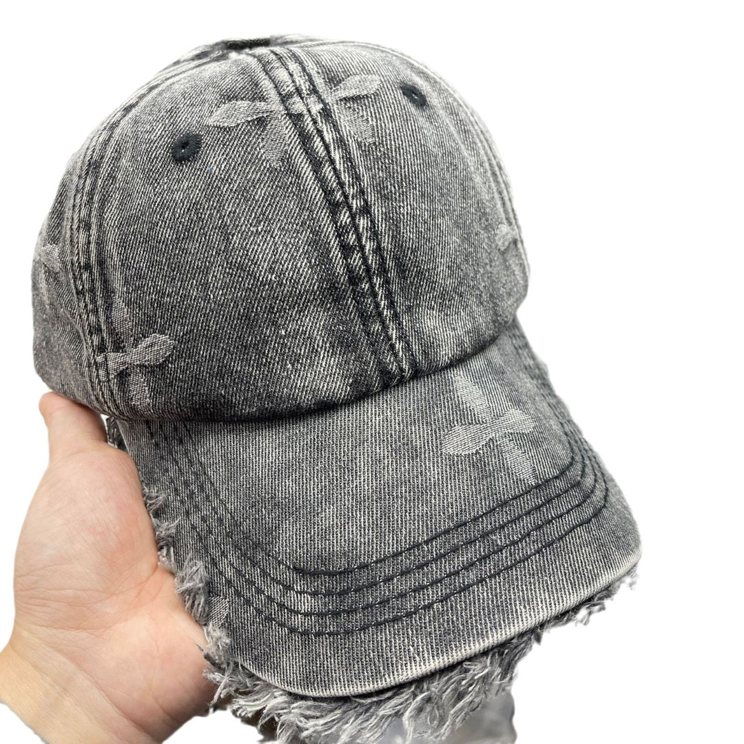 Kvinne Slitt Denim Frynse Baseball Caps Skanto