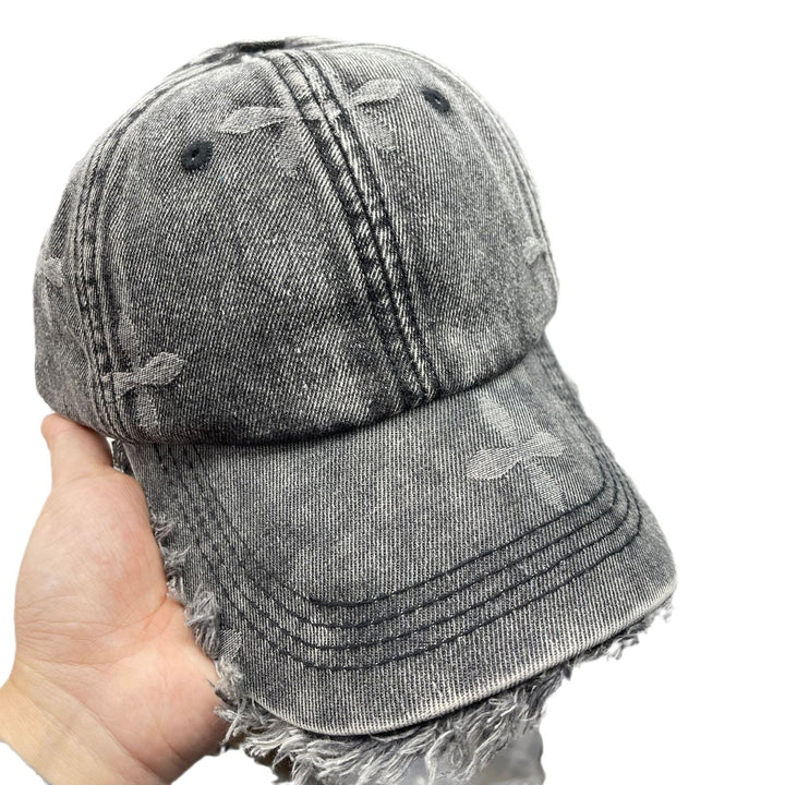 Kvinne Slitt Denim Frynse Baseball Caps Skanto