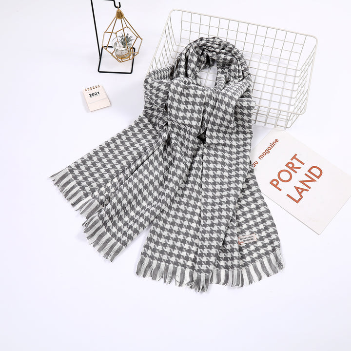 Dame elegant skjerf med houndstooth mønster Skanto