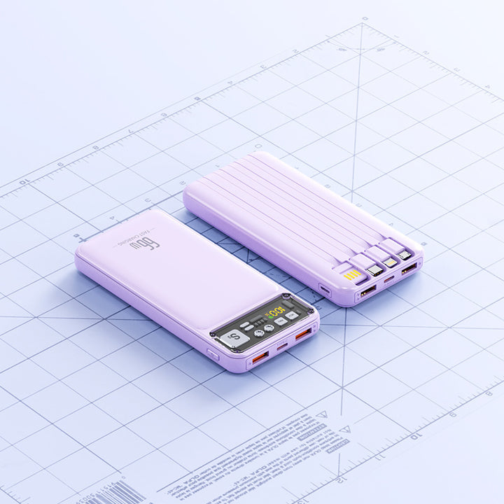Powerbank med integrert kabelsystem og digital ladevisning Skanto