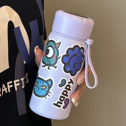 Damen stilvolle Wasserflasche mit witzigen Aufklebermotiven Skanto