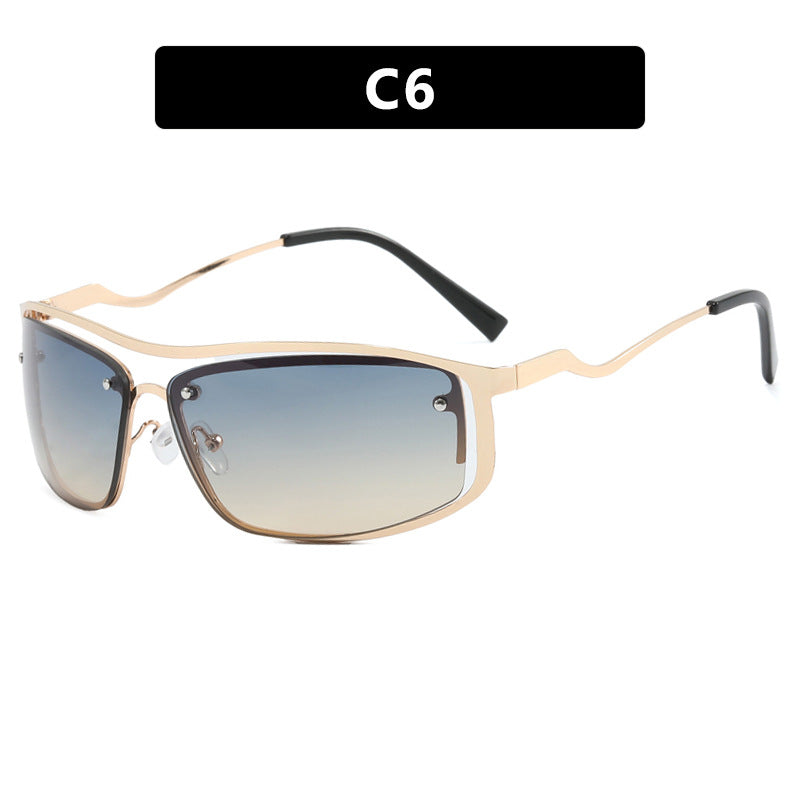 Women's futuristic sunglasses with elegant metal frame and high transparent lenses Skanto