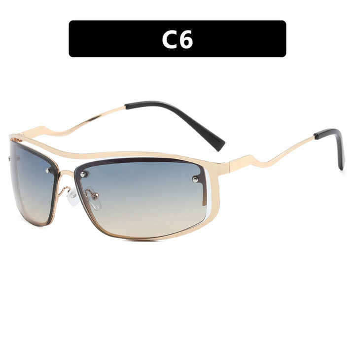Women's futuristic sunglasses with elegant metal frame and high transparent lenses Skanto