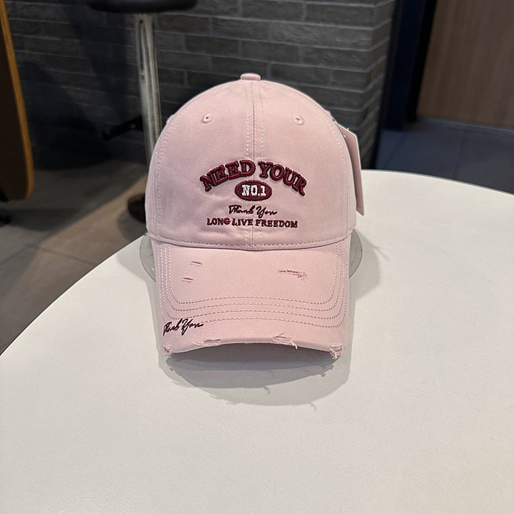 Herre Distressed Cotton Brodert Baseball Cap Skanto